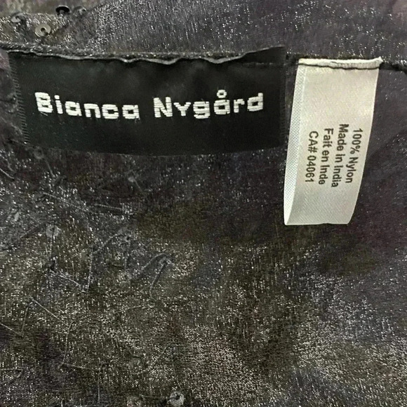 Bianca Nygard black sheer, sequins whimsical whimsigoth witchycore 68”x20” shawl - Picture 2 of 6